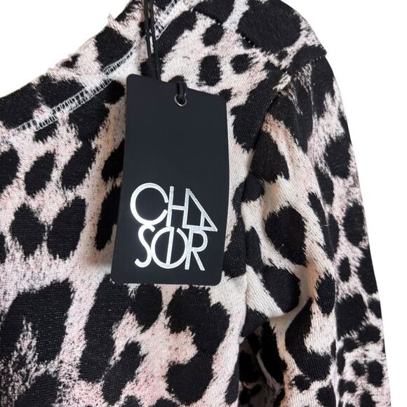 NEW Chaser Cross Back Animal Print Leopard Sweatshirt Top Size Small Comfy Cozy - Picture 3 of 6